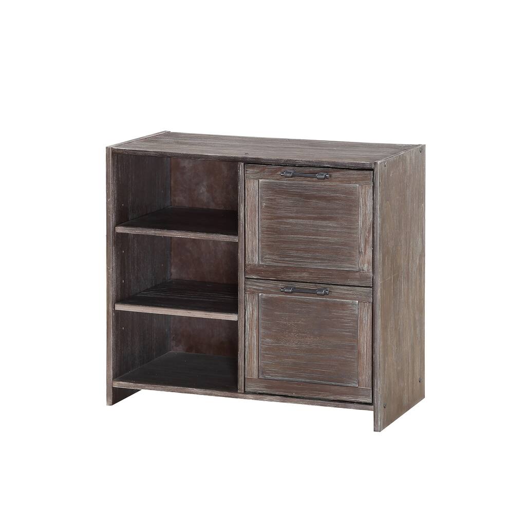 Barn Door 2 Drawer Chest with Shelves in Brushed Shadow