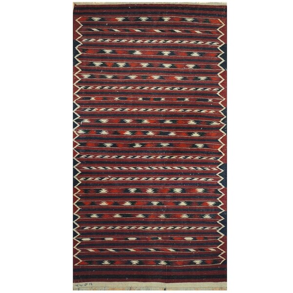 Handmade One-of-a-Kind Wool Kilim (Afghanistan) - 3'4 x 6'5