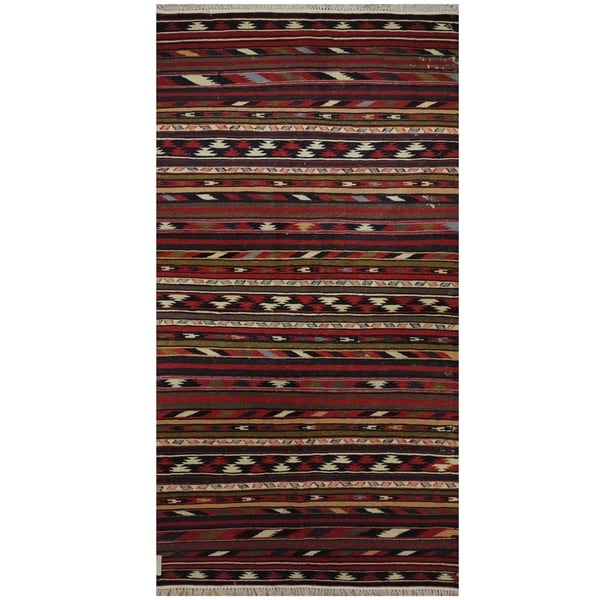 Handmade One-of-a-Kind Wool Kilim (Afghanistan) - 3'5 x 6'8