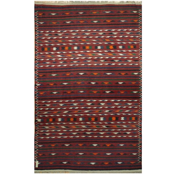 Handmade One-of-a-Kind Wool Kilim (Afghanistan) - 4' x 6'5