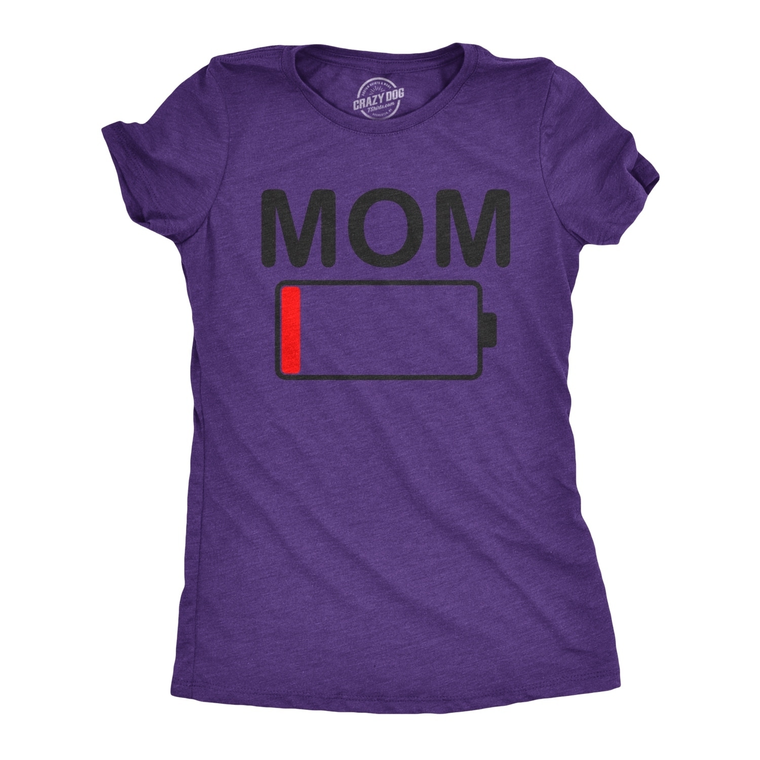 Womens Mom Battery Low Funny Empty Tired Parenting Mother T Shirt