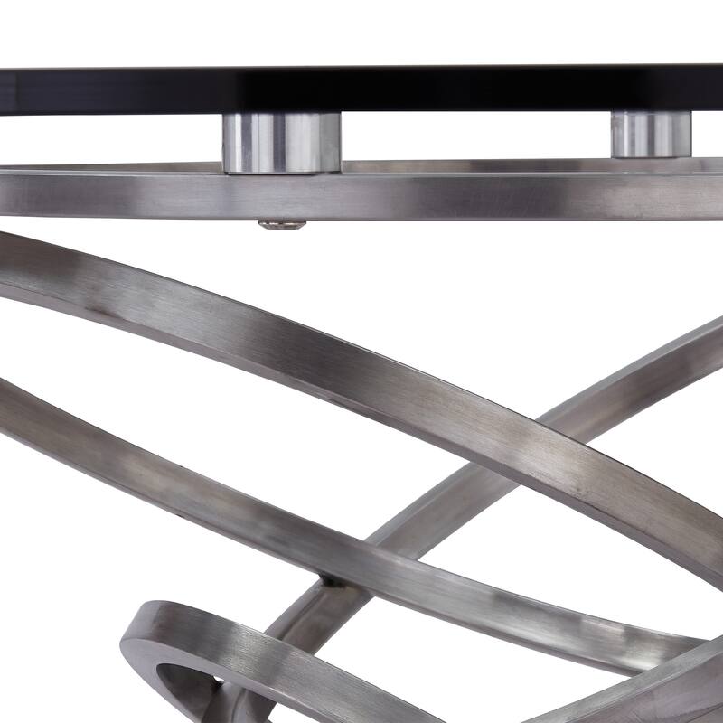 Armen Living Wendy Contemporary Dining Table in Brushed Stainless Steel Finish and Clear Glass top - Multi