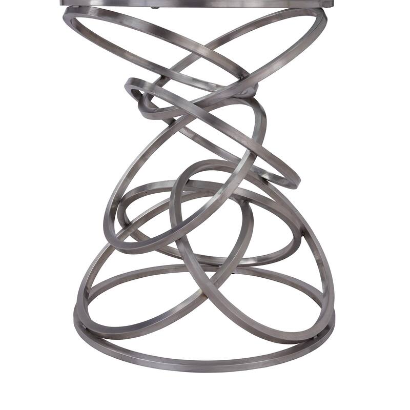 Armen Living Wendy Contemporary Dining Table in Brushed Stainless Steel Finish and Clear Glass top - Multi