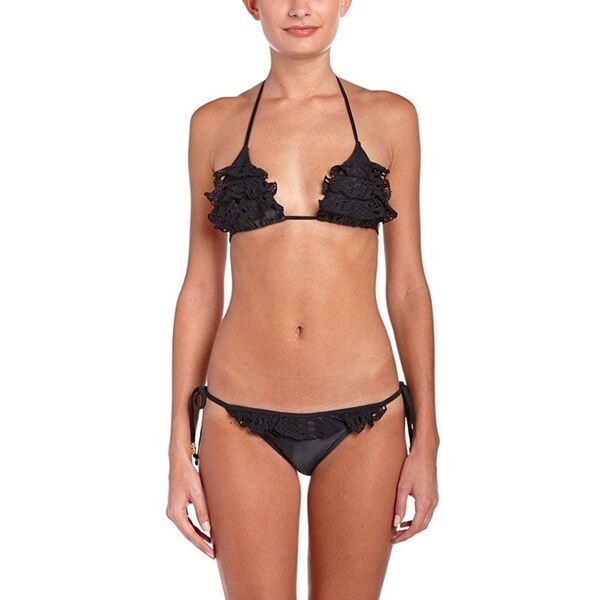 black ruffle bikini bottoms