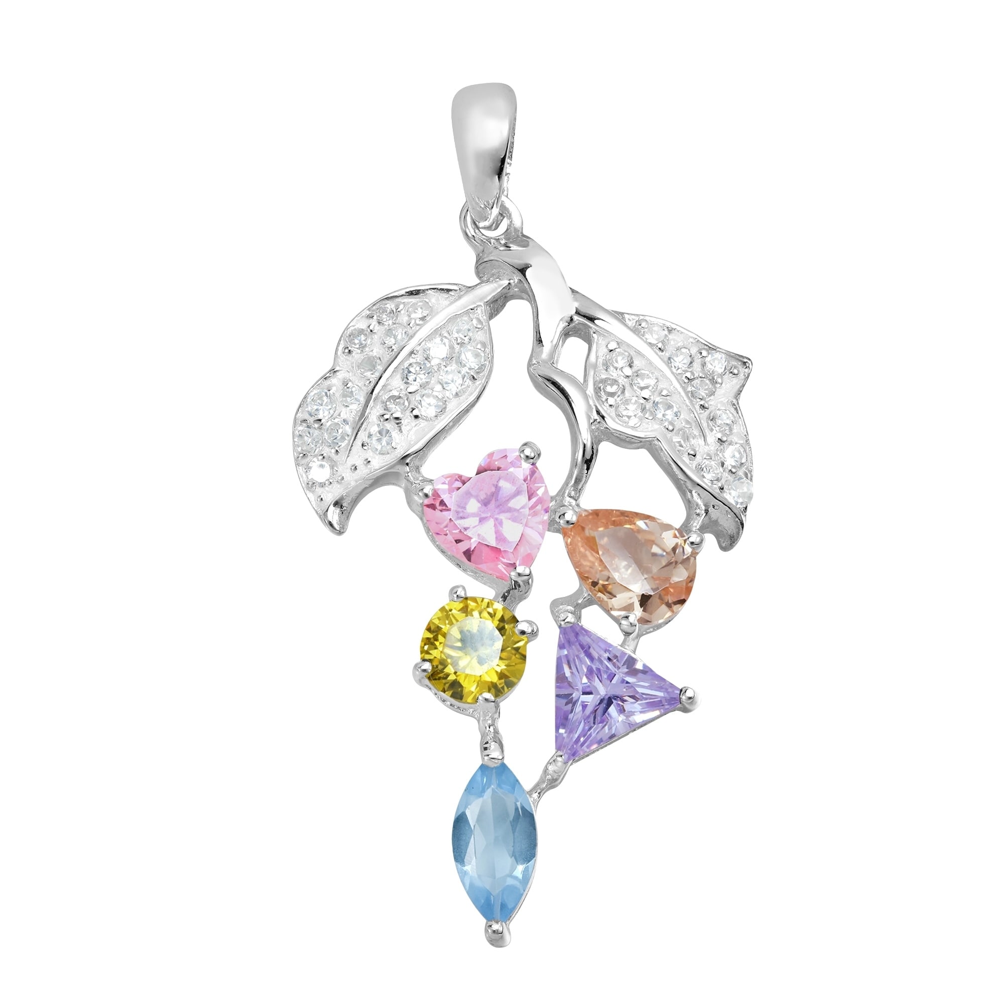 Sparkling Cubic Zirconia Crystal Butterfly Charm Pendant Necklace 6 Colors