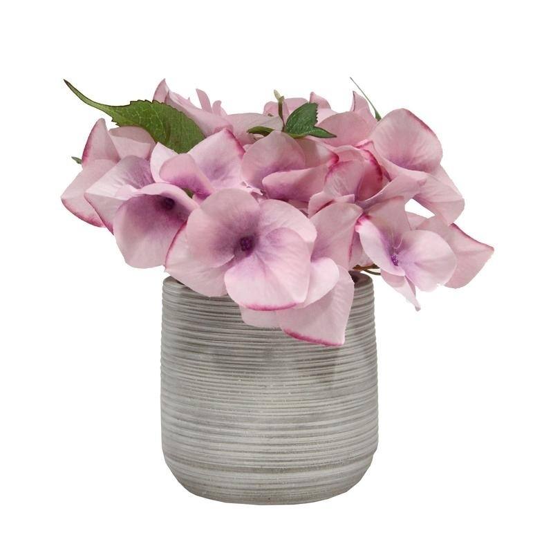 7" Faux Hydrangea Tabletop Floral Arrangement in Pot