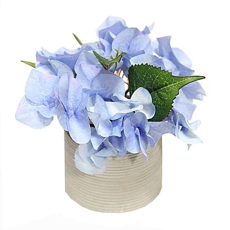 7" Faux Hydrangea Tabletop Floral Arrangement in Pot