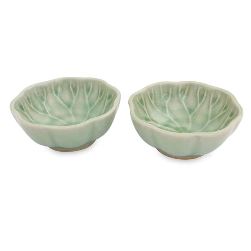 Handmade Lotus Leaf Celadon condiment dishes (Thailand)