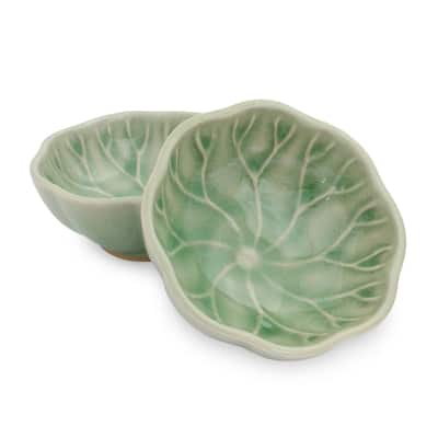 Handmade Lotus Leaf Celadon condiment dishes (Thailand)