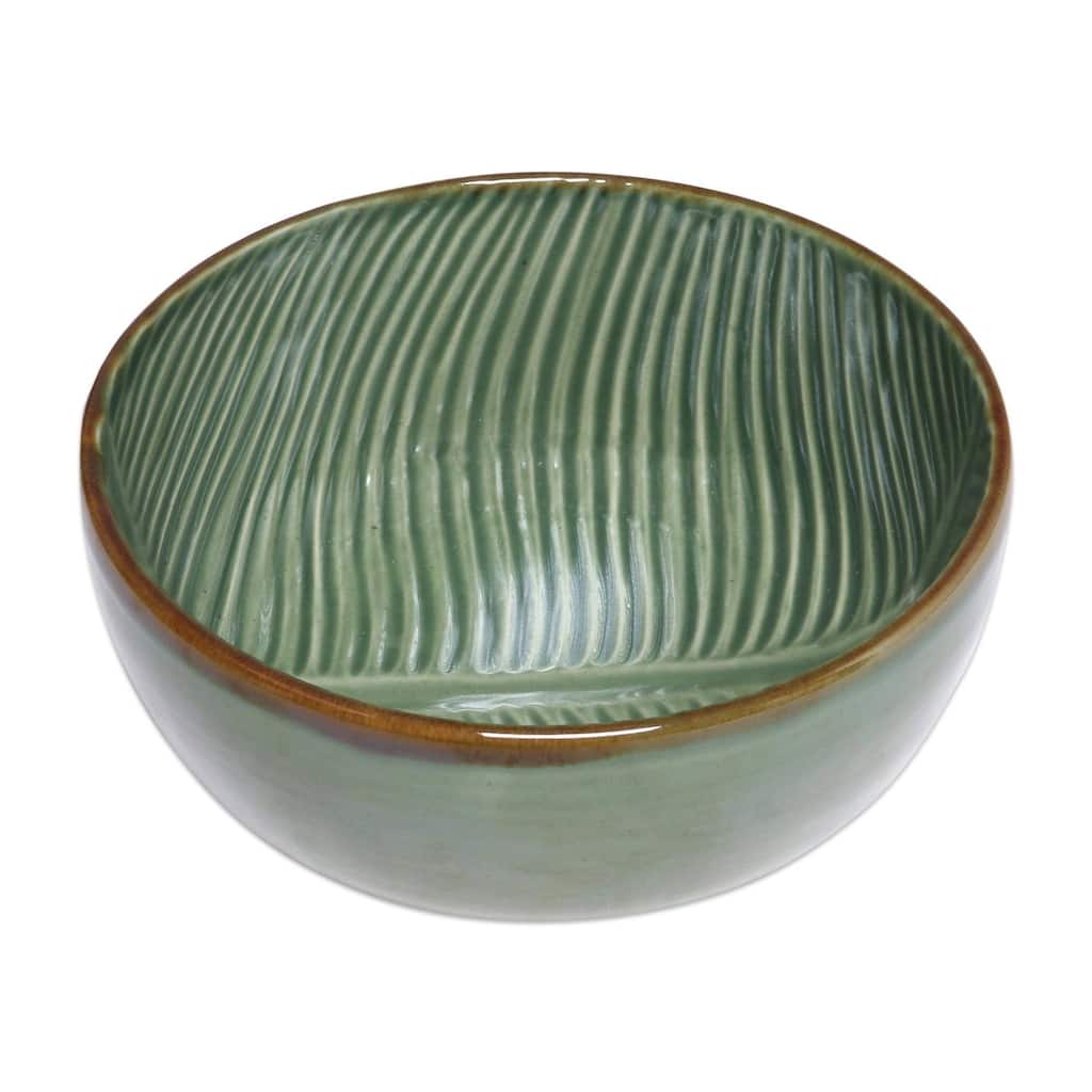 NOVICA Handmade 9" Banana Vibes Ceramic Serving Bowl (Indonesia)