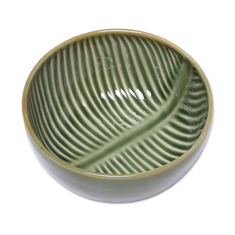 NOVICA Handmade Banana Vibes Ceramic serving bowl (Indonesia)