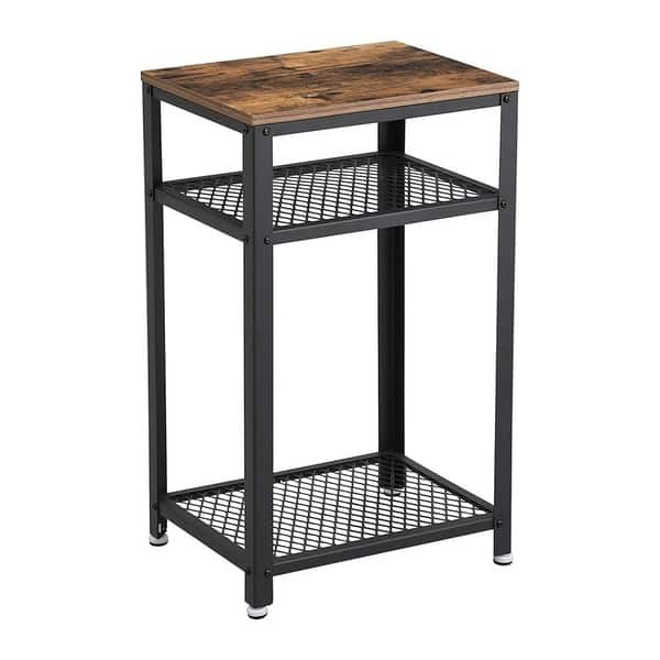 Industrial Wood and Metal Desk with 2 Shelves Brown - Benzara