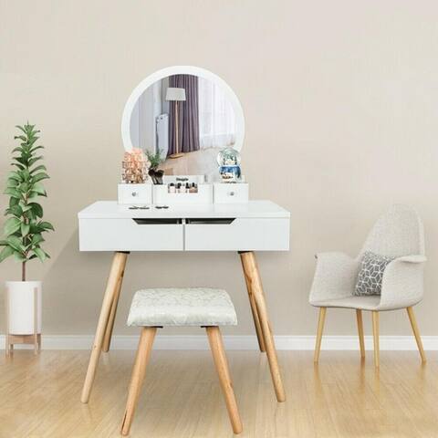 Cutey Bedroom Dressing Table Makeup Vanity Table with Stool Set Computer Desk