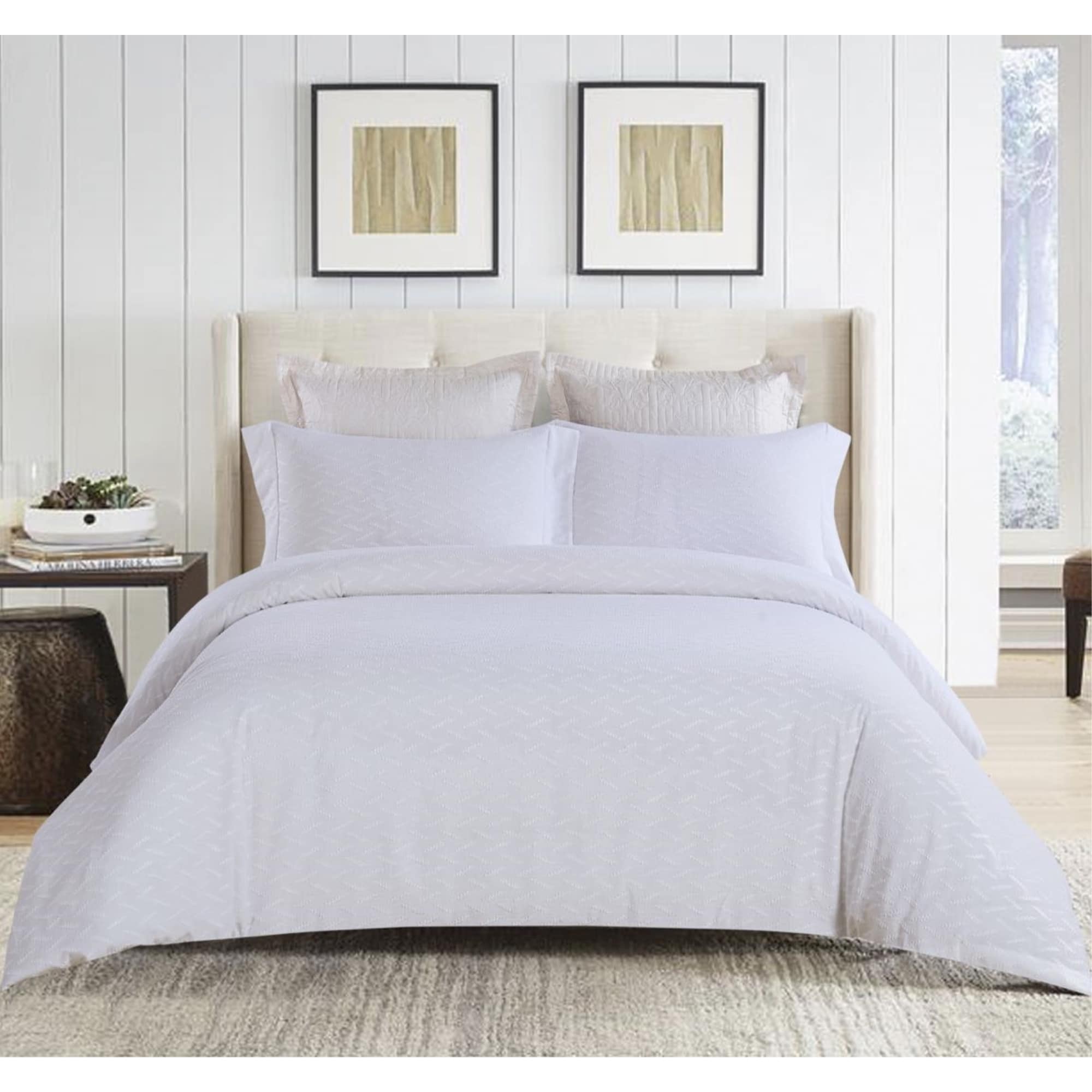 Shop 3pc Clipped Jacquard Duvet Cover Set White On Sale Free