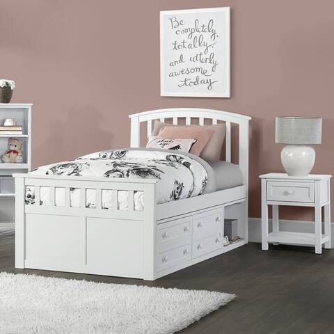 Charlie Wood Twin Size Captain's Bed with Storage