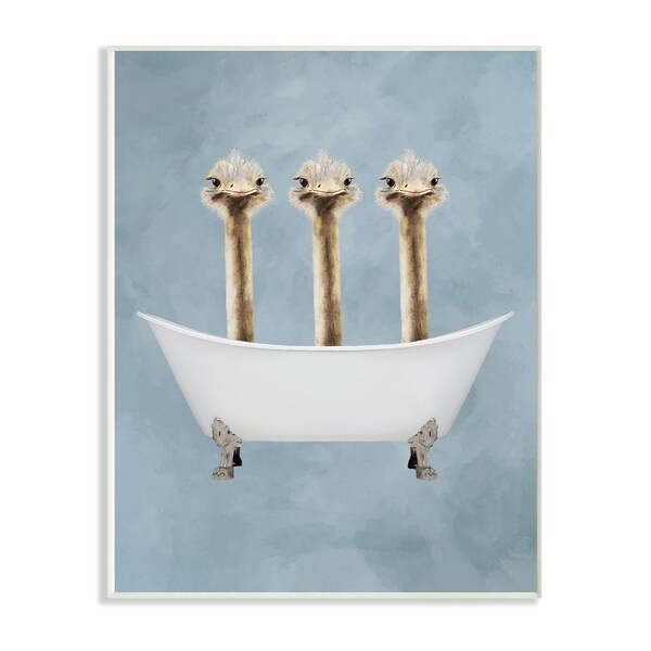 The Stupell Home Decor Three Ostriches In A Bathtub Wall Plaque Art, 10x15, Proudly Made in USA