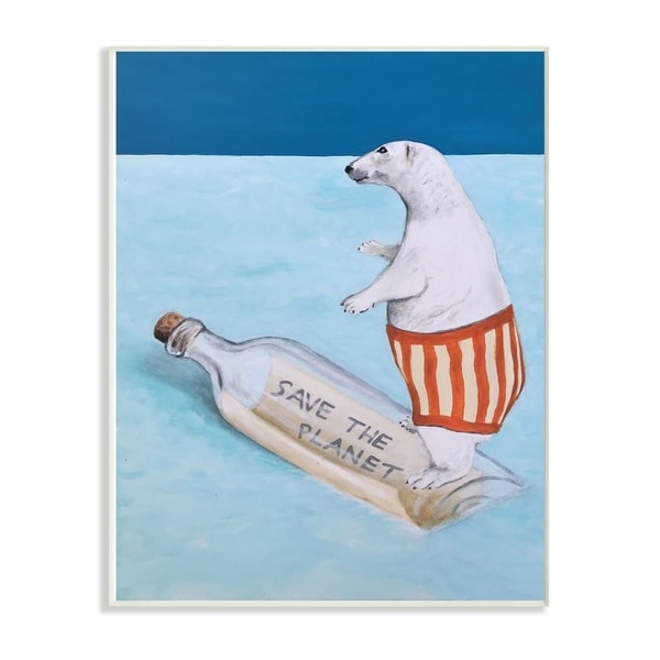 The Stupell Home Decor Save The Planet Polar Bear Wall Plaque Art, 10x15, Proudly Made in USA