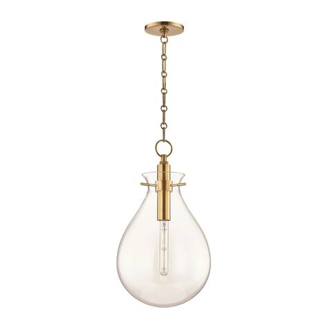 Ivy by Becki Owens for Hudson Valley Lighting 1-light Aged Brass LED Medium Pendant, Clear Glass