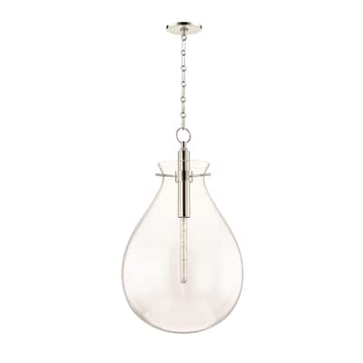 Ivy by Becki Owens for Hudson Valley Lighting 1-light Polished Nickel LED Large Pendant, Clear Glass