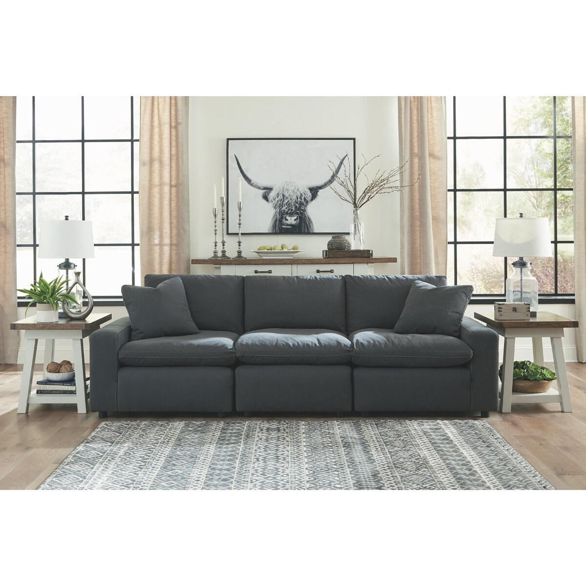 Savesto 3 Piece Modular Cloud Sofa Charcoal