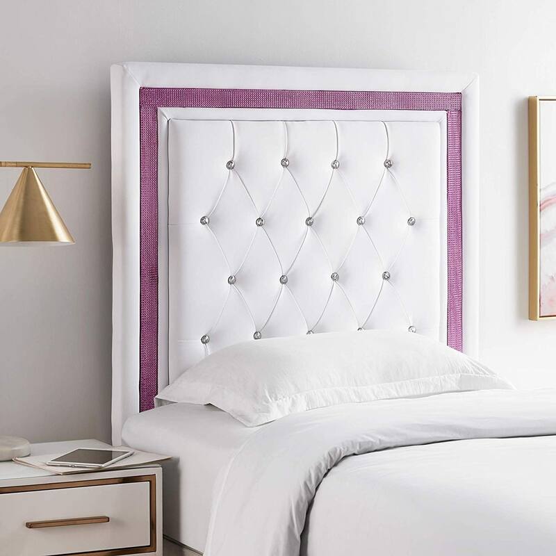 Tavira Allure® College Dorm Headboard - White with Purple Crystal Border by DormCo