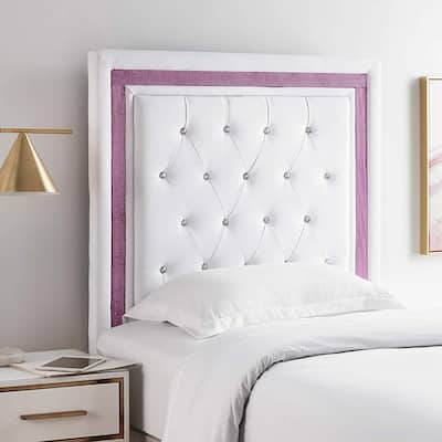 Tavira Allure® College Dorm Headboard - White with Purple Crystal Border by DormCo