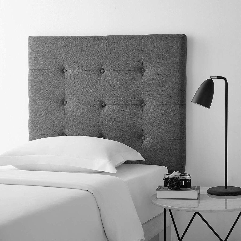 Villa Classic - Tufted - Plush College Dorm Headboard - Pewter