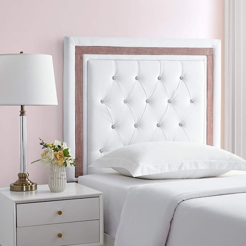 Tavira Allure® College Dorm Headboard - White with Crimson Crystal Border by DormCo