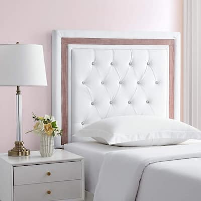 Tavira Allure® College Dorm Headboard - White with Crimson Crystal Border by DormCo