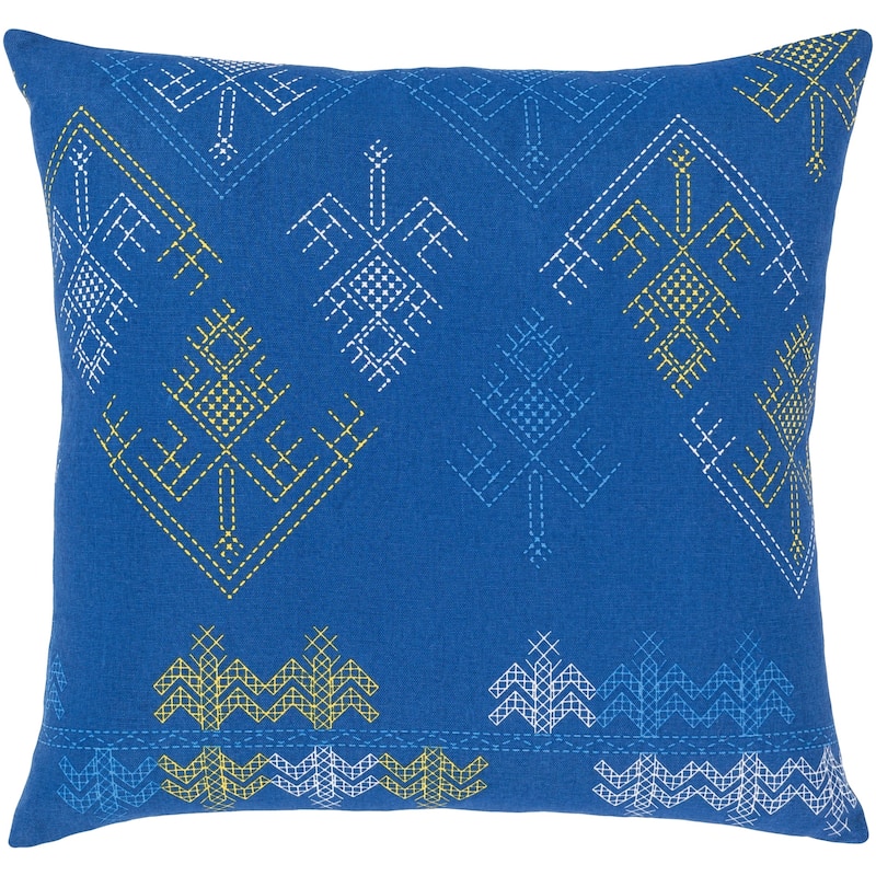 Yann Bohemian Pillow Cover - Cover Only - Pillow Covers - Blue