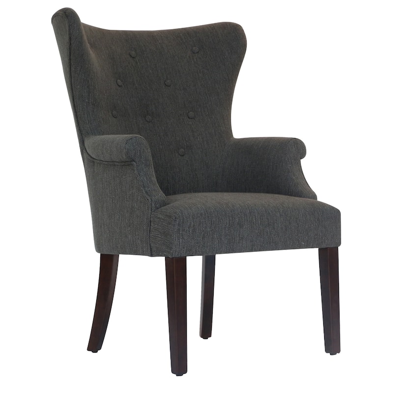 Seville Grey Upholsted Button Tufted Wingback Chair 27.5x30x4
