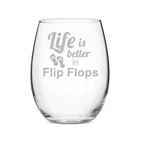 Flip Flop Stemless Wine Glasses ~ Set of 4