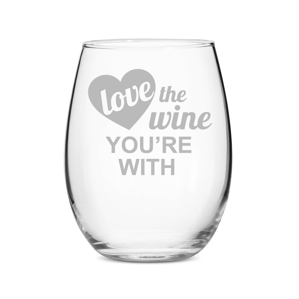 Shop Heart Love The Wine You Are With Stemless 21 Oz Wine Glass Set Of 4 Overstock 28179880