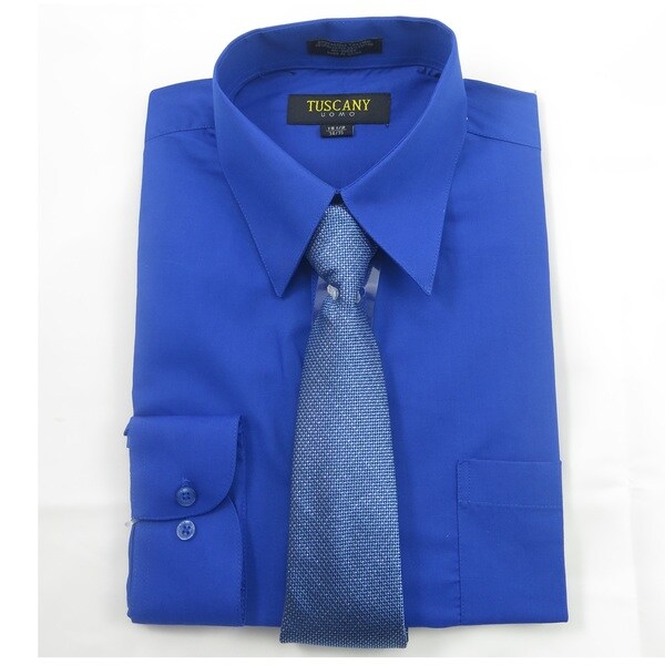 Tuscany Men's Royal Blue Regular-fit Long-sleeve Dress Shirt with