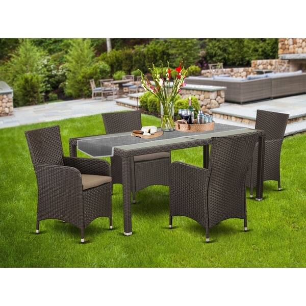 Shop Lulu5 63s 5 Pc Outdoor Wicker Patio Furniture Set In Dark