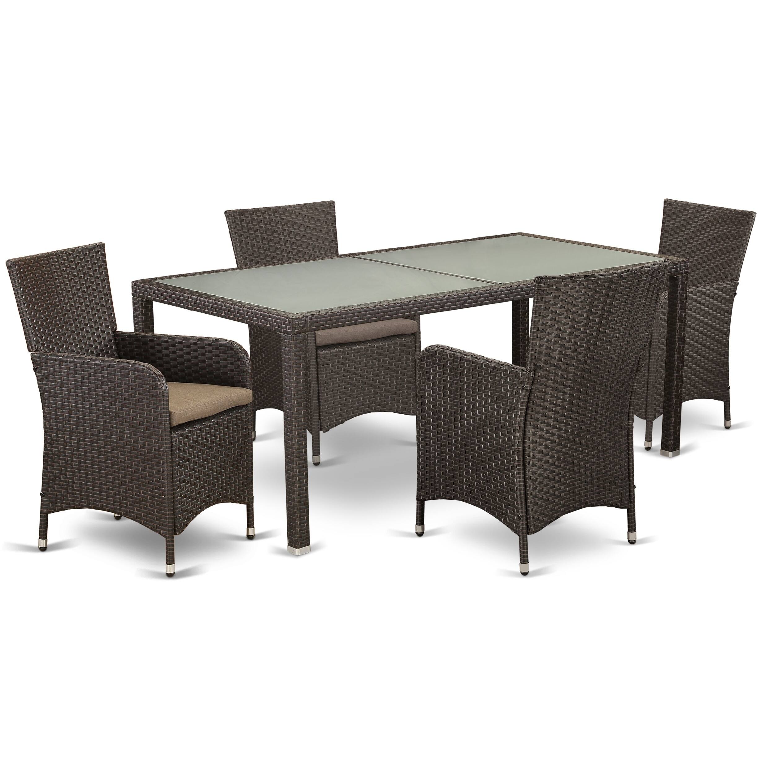 Shop Lulu5 63s 5 Pc Outdoor Wicker Patio Furniture Set In Dark