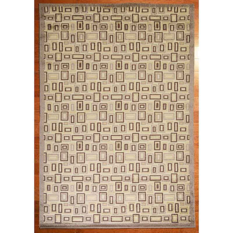 Mooresville Rectangles Double Twisted Yarn Area Rug - 6'7" x 9'3" - Beige