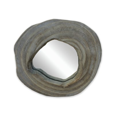 Screen Gems Olive Handmade Wood Sculpture with Mirror