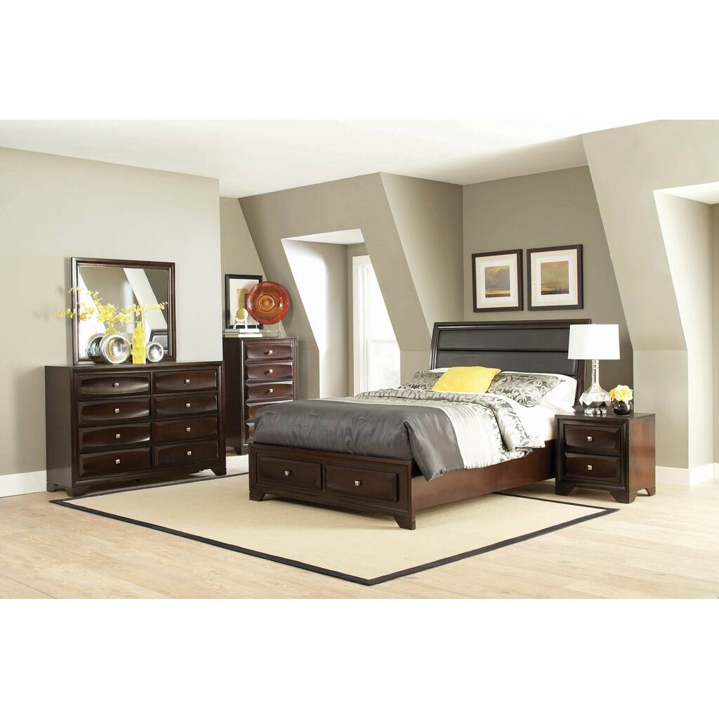 Israel Cappuccino 5-piece Storage Bedroom Set with 2 Nightstands