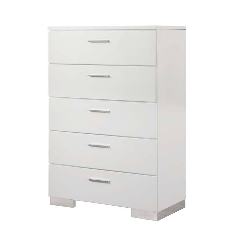 August Glossy White 6-piece Panel Bedroom Set