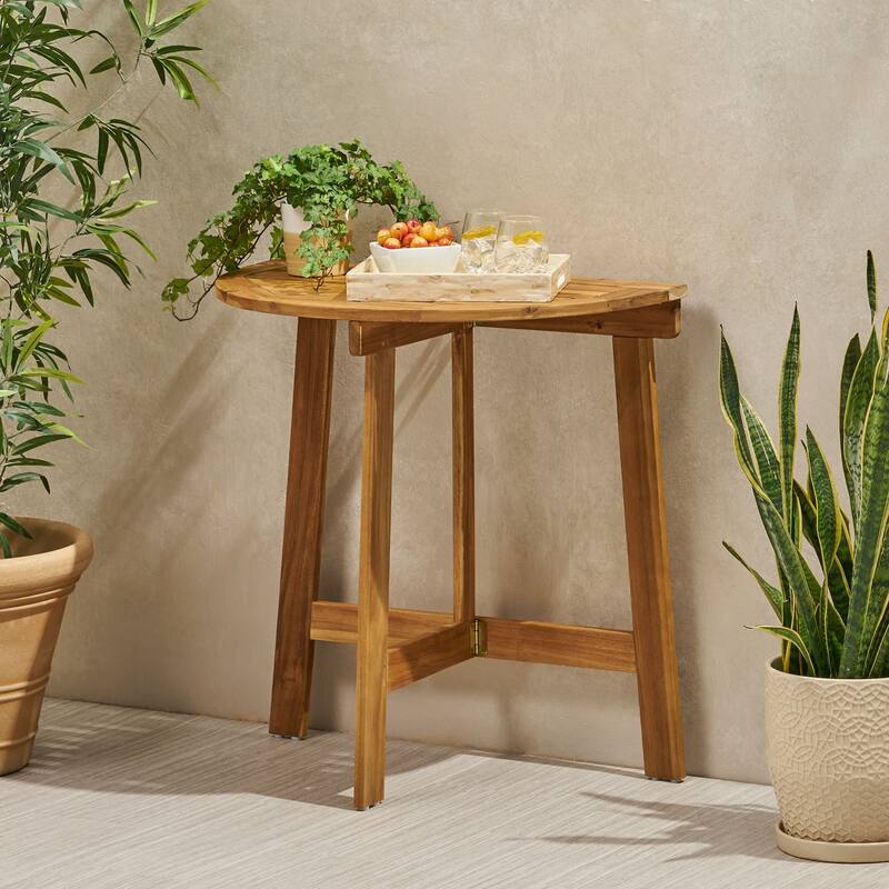 Westmount Outdoor Half-Round Folding Acacia Wood Bistro Table by Christopher Knight Home - 30.75" L x 18.00" W x 30.00" H