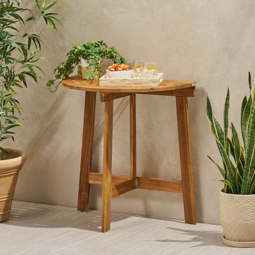 Westmount Outdoor Half-Round Folding Acacia Wood Bistro Table by Christopher Knight Home - 30.75" L x 18.00" W x 30.00" H