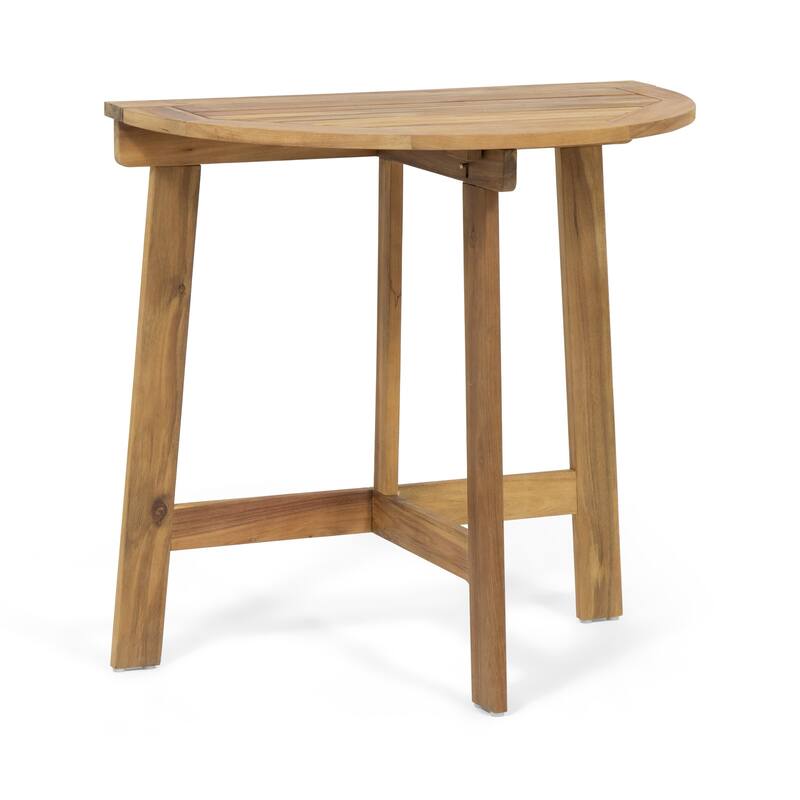 Westmount Outdoor Half-Round Folding Acacia Wood Bistro Table by Christopher Knight Home - 30.75" L x 18.00" W x 30.00" H - Natural Finish