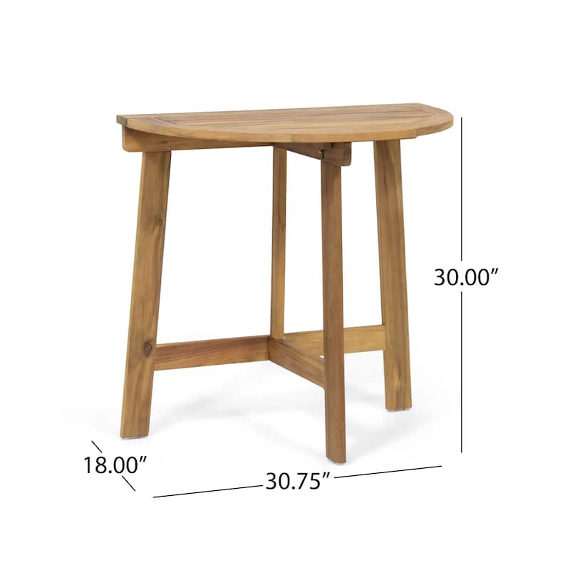 Westmount Outdoor Half-Round Folding Acacia Wood Bistro Table by Christopher Knight Home - 30.75" L x 18.00" W x 30.00" H