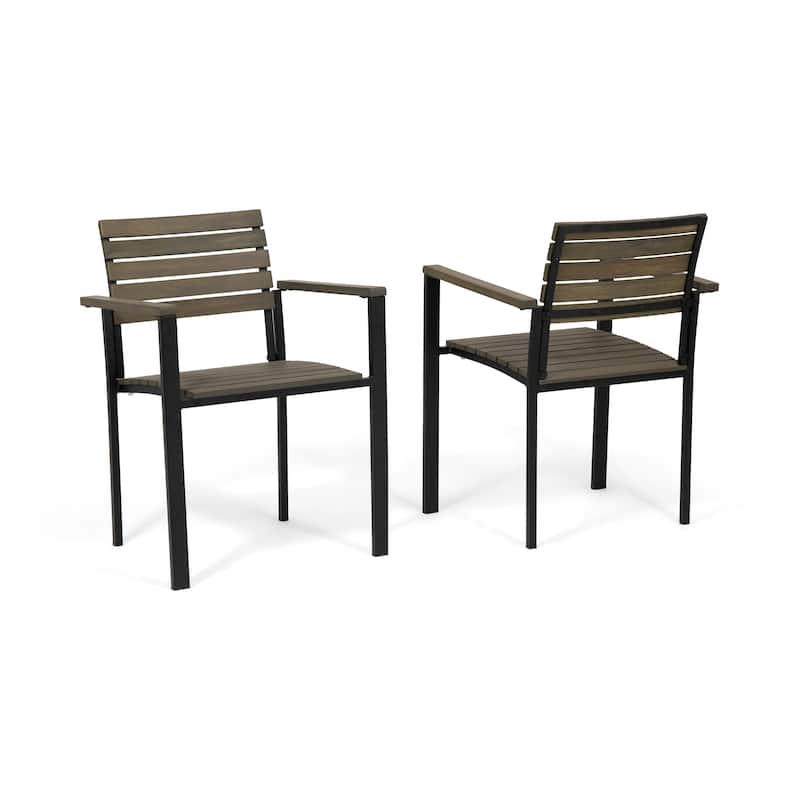 Laris Outdoor Wood Dining Chairs (Set of 2) by Christopher Knight Home