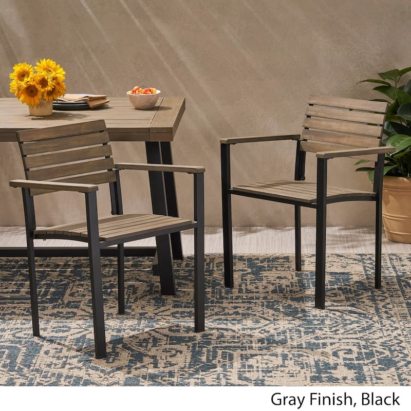 Laris Outdoor Wood Dining Chairs (Set of 2) by Christopher Knight Home