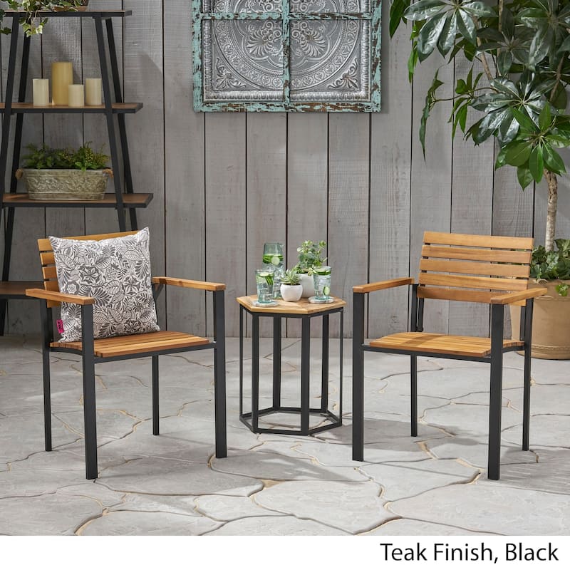 Laris Outdoor Wood Dining Chairs (Set of 2) by Christopher Knight Home