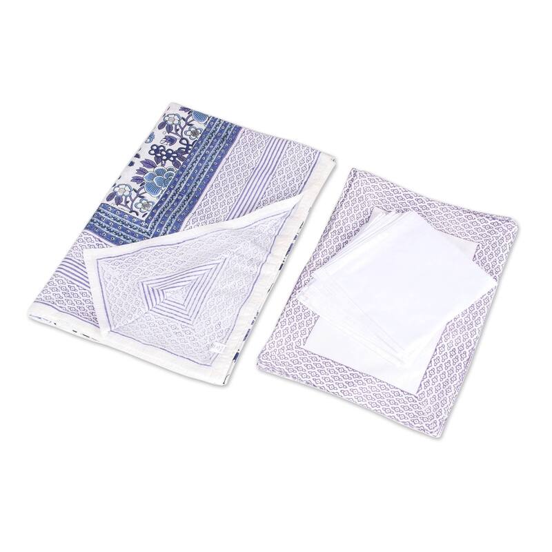 Handmade Royal Garden Cotton table linen set (set for 6)(India)