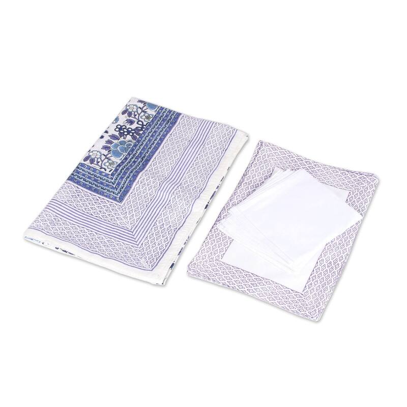Handmade Royal Garden Cotton table linen set (set for 6)(India)