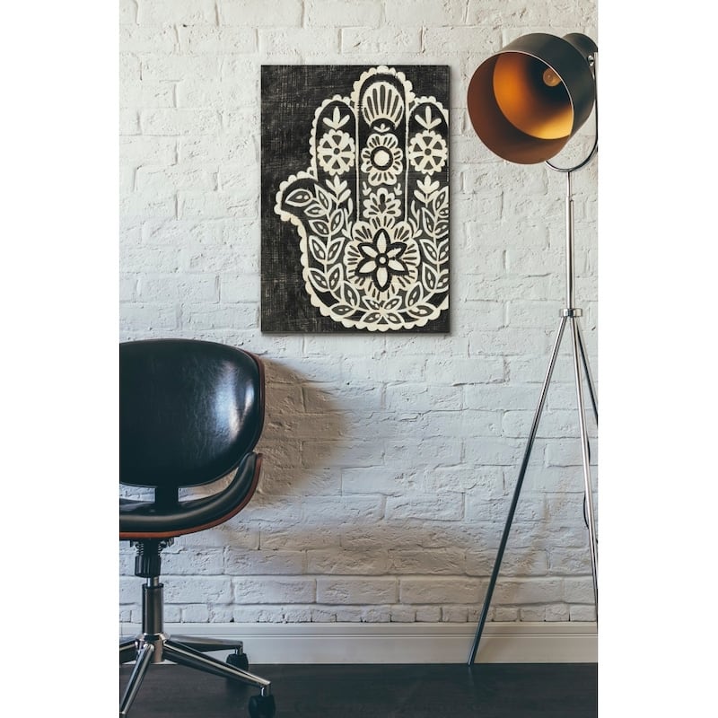 Epic Graffiti 'Night Hamsa II' by Chariklia Zarris Giclee Canvas Wall Art, 12"x16"